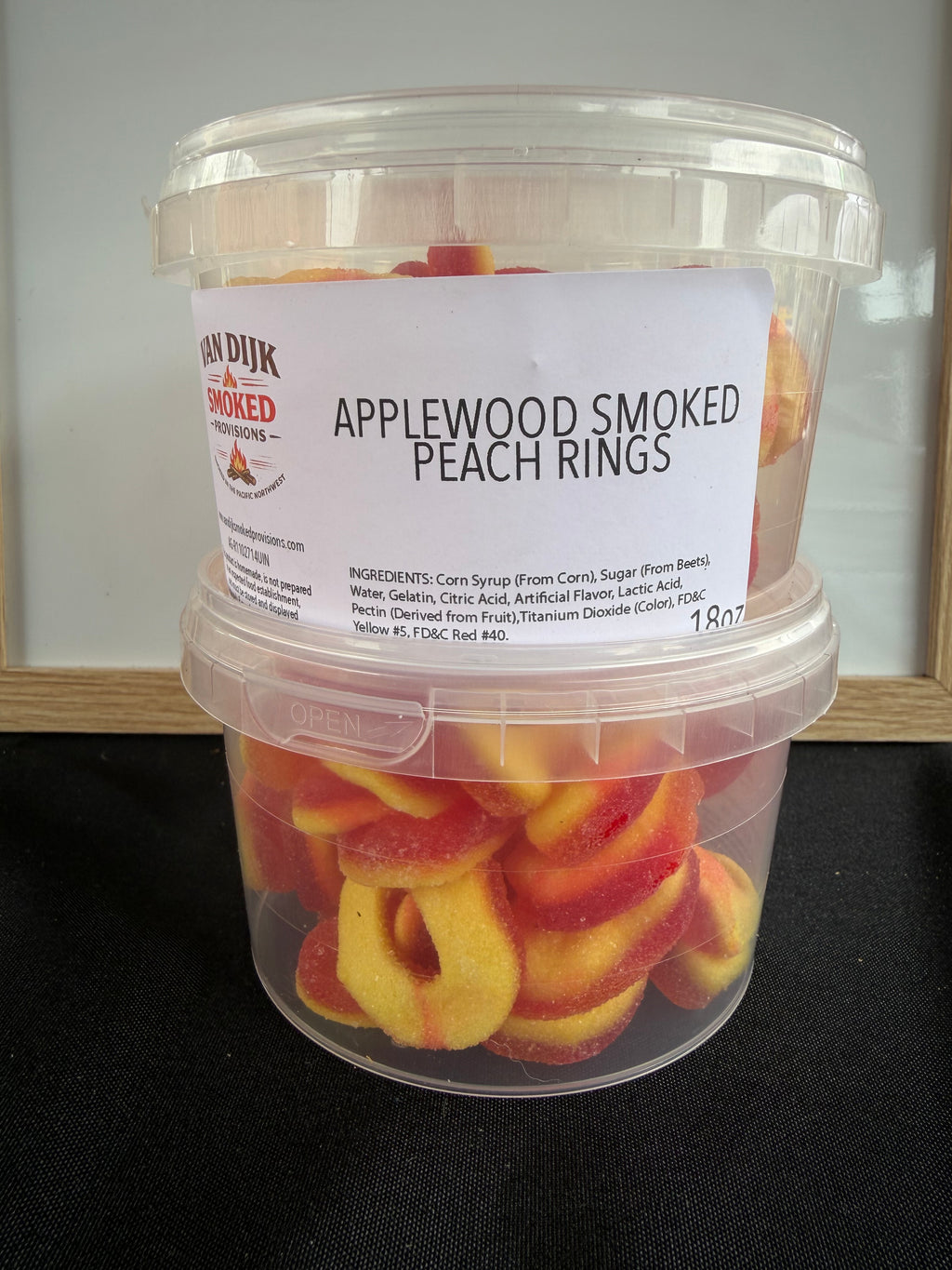 Applewood Smoked Peach Rings 18oz By Volume